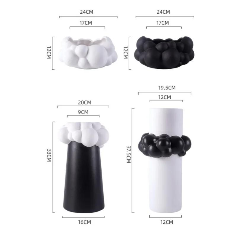 Cloud Shape Patchwork Ceramic Vase Abstract Bubble Flower Pot Flower Vase Floral Arrangement Accessories Home Decoration