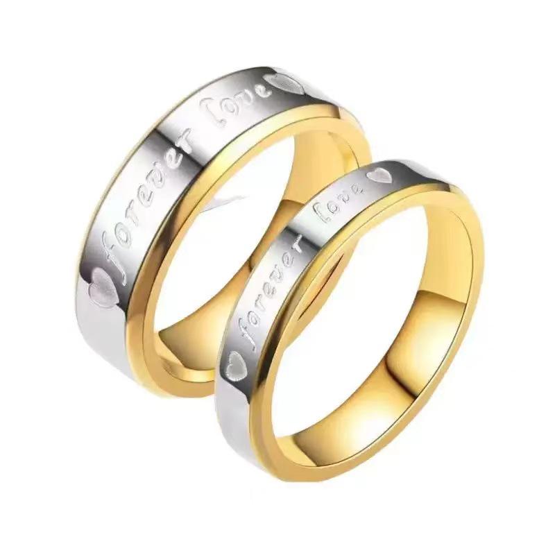 High-End Stainless Steel Titanium Couple Rings - No Fade, Plain Design