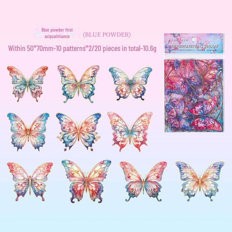 Yuezhen Gilded Butterfly Dream Stickers: Retro Gold-Stamped, Waterproof PET Stickers for Kids' Handbooks & Crafting.