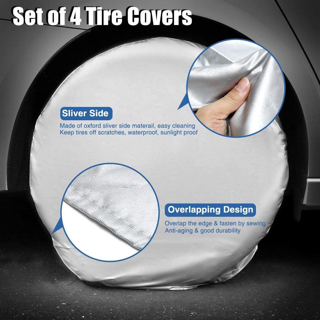 Universal 27 29 inches Tire Covers Pack RV Wheel Trailer Car Truck Sun Protector