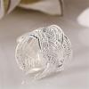 Ring Opening Ethnic Style Artificial Silver Plated Women Fashion Mesh Finger Ring for Wedding Party