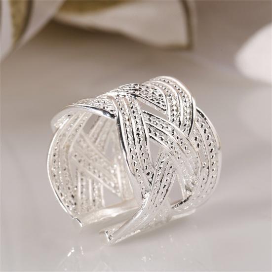 Ring Opening Ethnic Style Artificial Silver Plated Women Fashion Mesh Finger Ring for Wedding Party