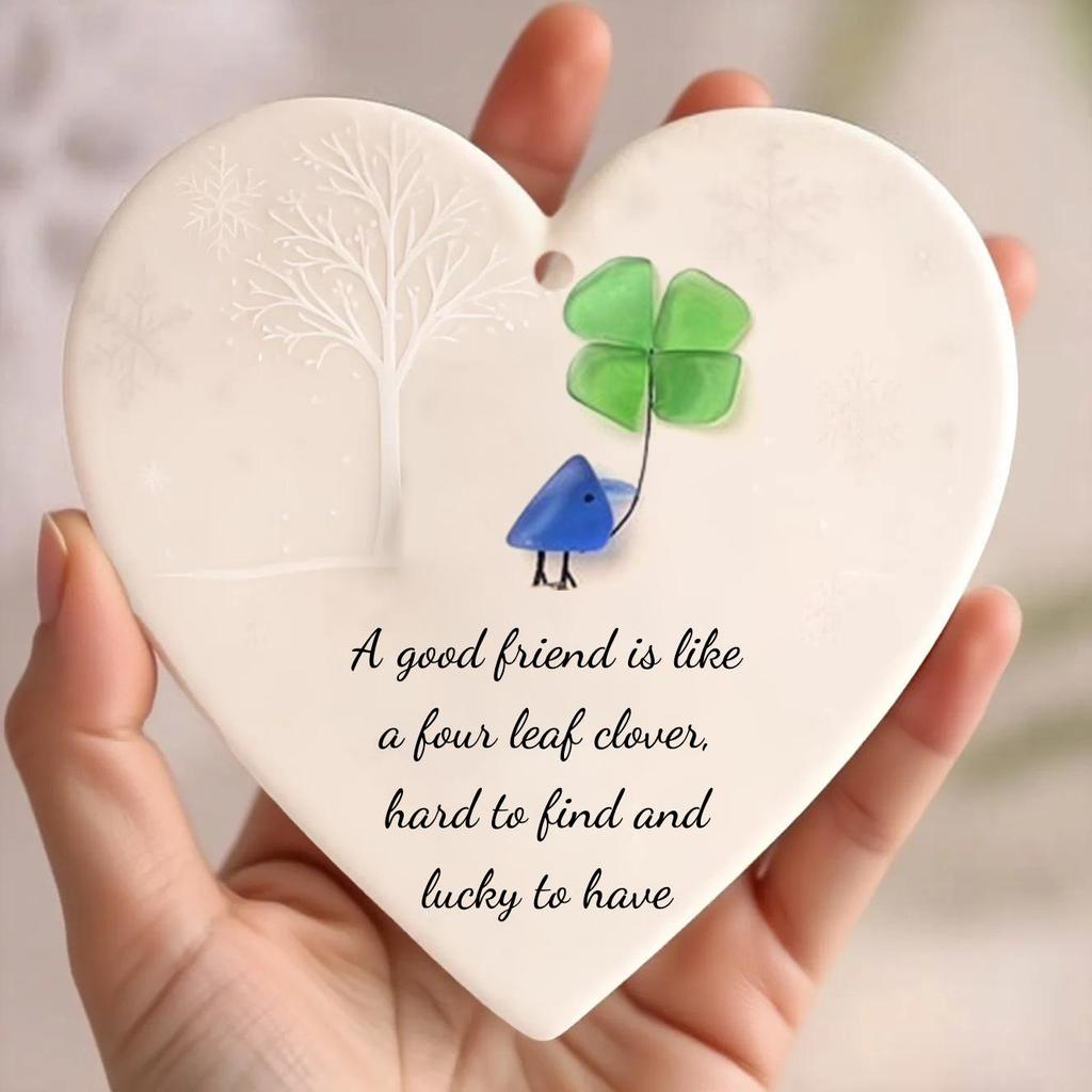 Cross-Border Friendship Sea Glass Heart Ornament