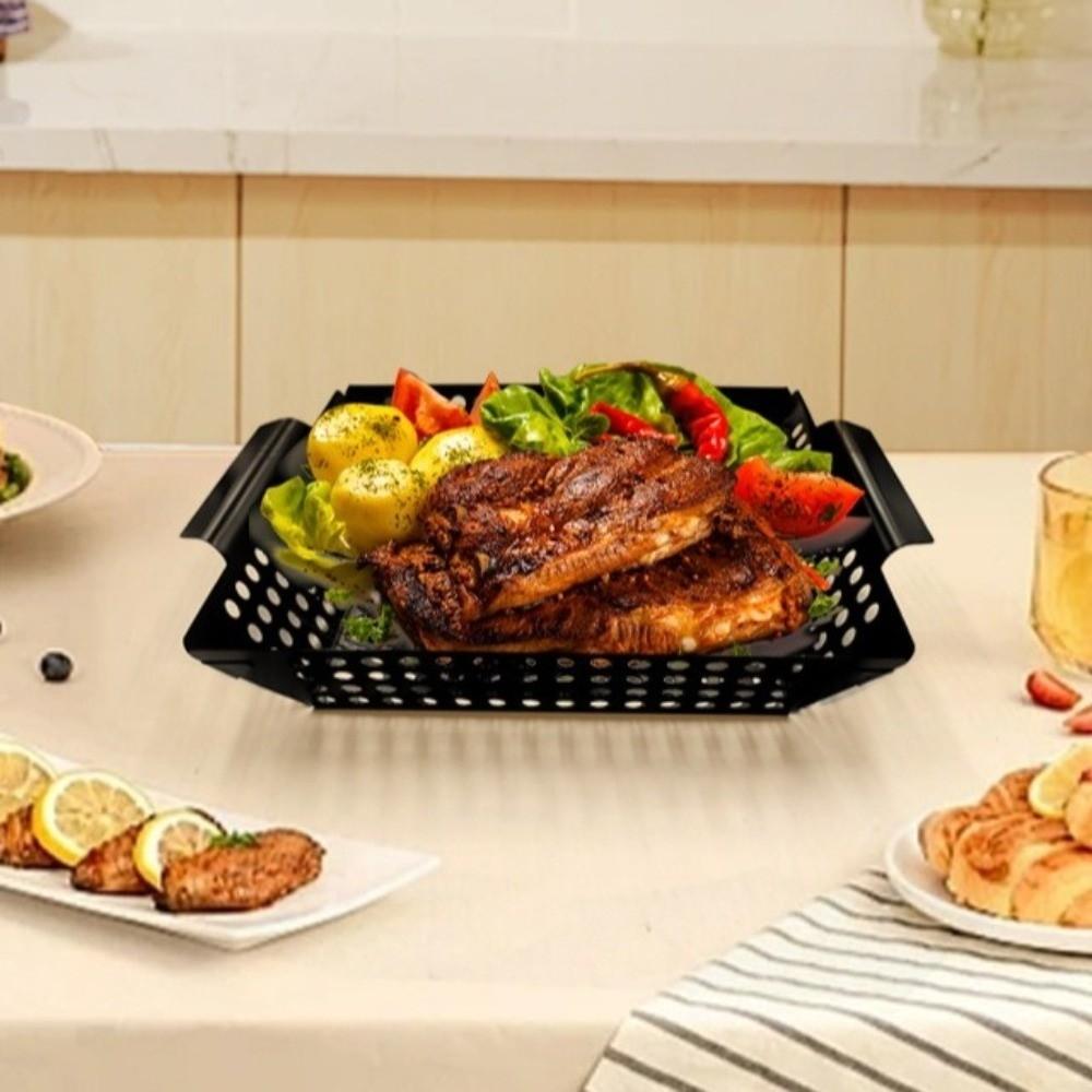 Große Kapazität Grillpfanne Antihaftbeschichtet Röstplatte für Fisch Metall BBQ Pfanne Hinterhof BBQ