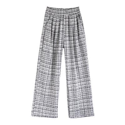Chenille Milkshake Hose für Damen Neu Frühling und Herbst Hochtailliert Lässig Hängend Kleiner Duftstil Lässige Gerade Weitbeinige Hose