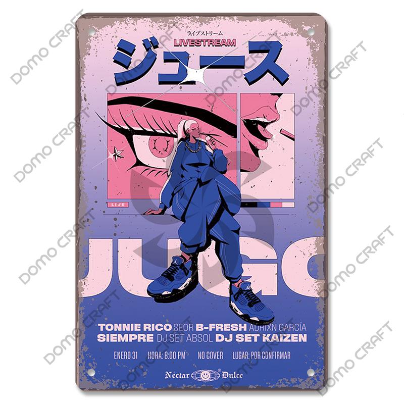 Retro Japanese Cartoon Comics Poster Metal Plate Takoyaki Noodles Fish Metal Sign Dining Room Club Wall Decor