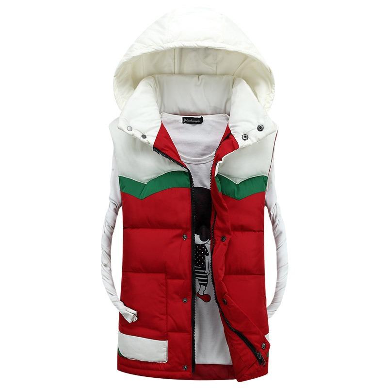 

Осень и зима молодежный утолщенный хлопковый жилет повседневный мужской хлопковый жилет без рукавов тепловой жилет 5XL красный