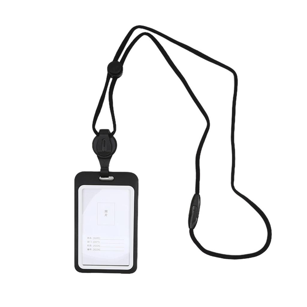Vertical Double Side ID Badge Holder With Adjustable Neck Lanyard Retractable Anti-Slip Design Work Card Case