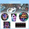Halloween Glow In The Dark Disposable Tableware Set For 12 With Plates Cups Napkins And Tablecloth