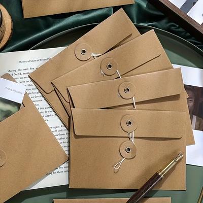6 Pcs Vintage File Envelopes, Portable Simple Thickened Premium Feeling Envelope Bags for Students  Kraft Envelope Storage Bags, Wrap Around File Bags