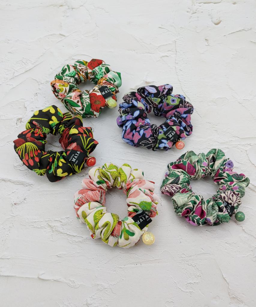 Maia Rose Jacquard Scrunchie - Ivory