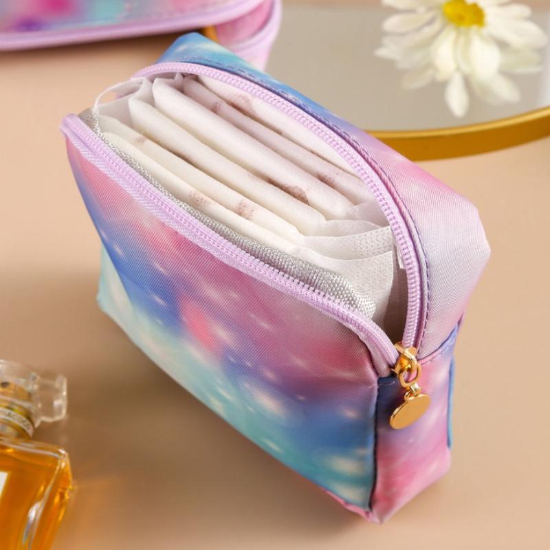Borsa Porta Assorbenti con Gradiente, Pochette Mestruale Portatile, Organizer Impermeabile per Cosmetici per Tampax Assorbenti, Mini Custodia per Auricolari
