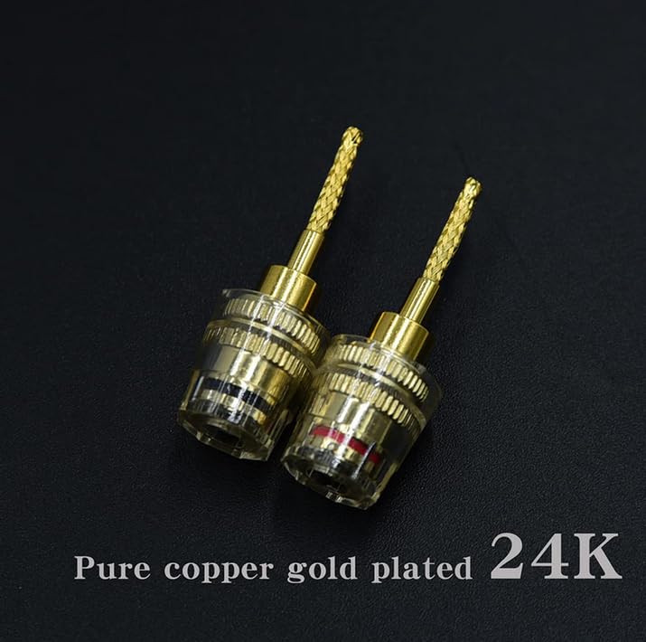 YIK TUNG Banana Plug Conversion Connector 4mm Banana Plugs 24K Gold Plated Speaker Cable Banana Plug Conversion Needle Plug Red and Black Set of 4