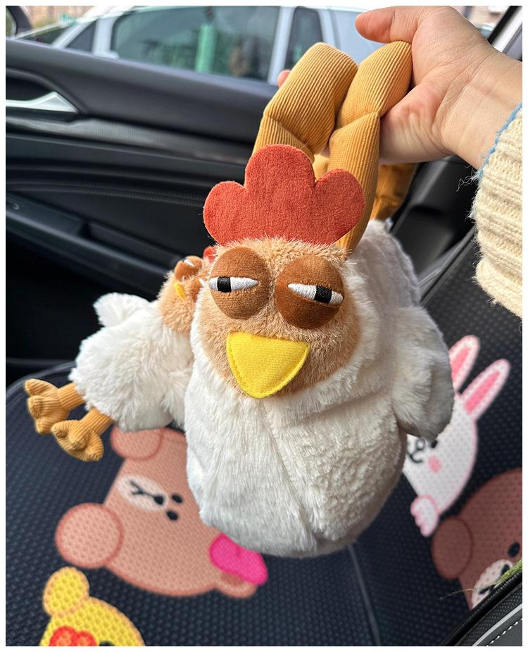 Funny Playful Giggle Chicken Plush Handbag - Large Capacity Cartoon Shoulder Bag