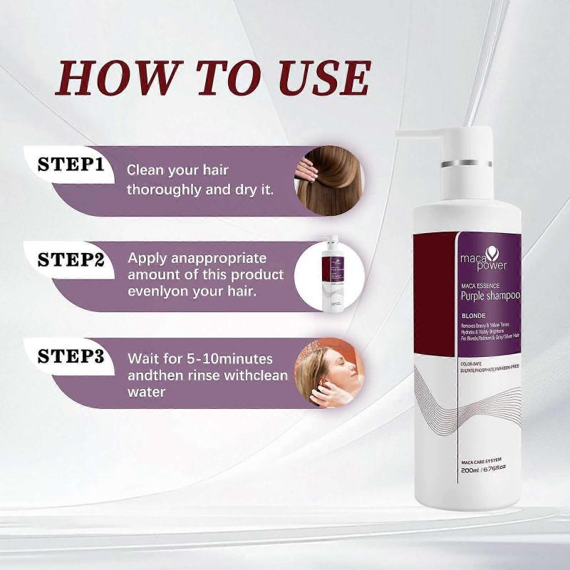Natural Purple Shampoo and Maca Purple Hair Mask Set Professional Neutralizes Brass & Yellow Tones For Blonde Silver Gray Highlighted Hair, Conditioni