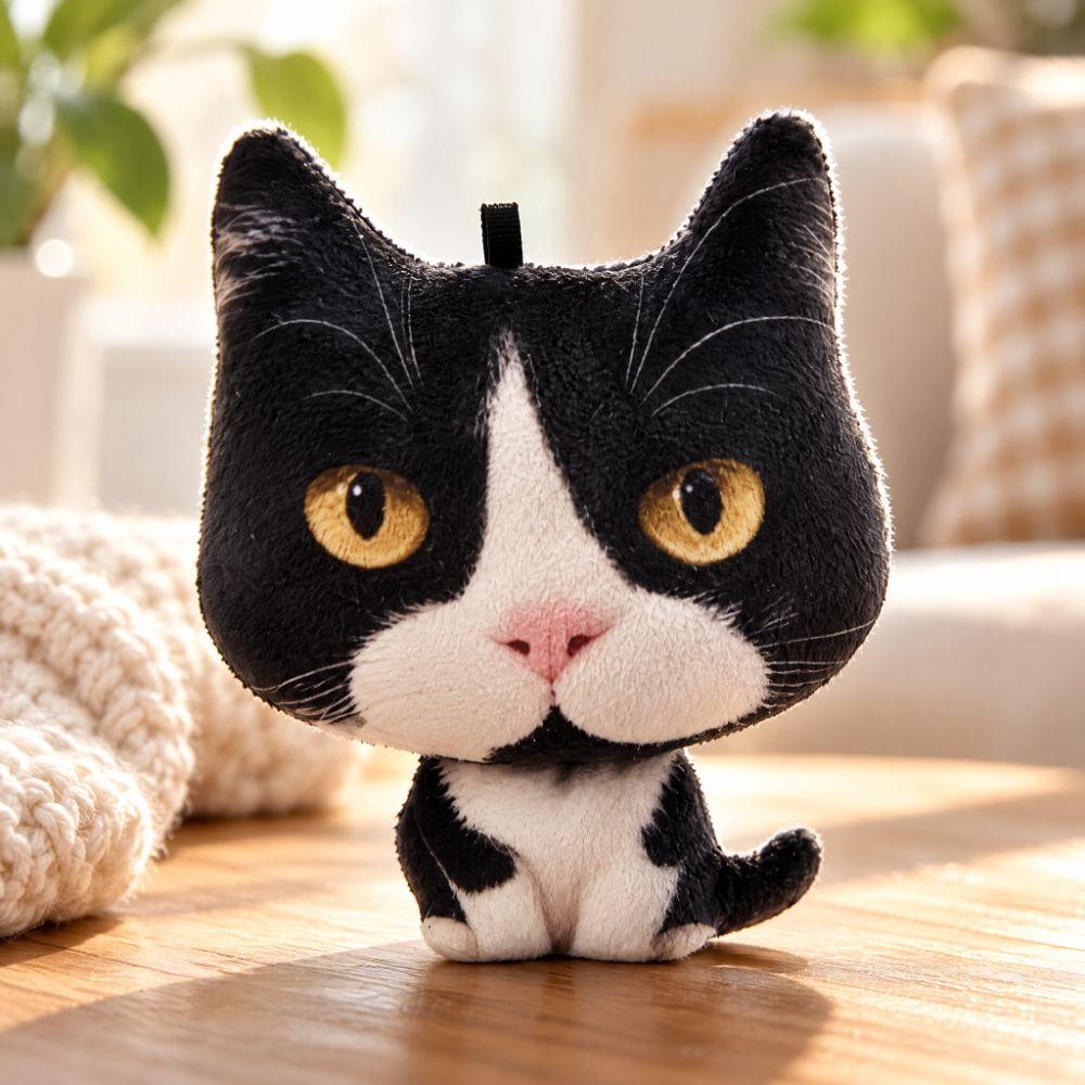 Realistic Big Face Cat Keychain Fluffy Fluffy Kitty Pendant Backpack Ornament  Backpack Decoration