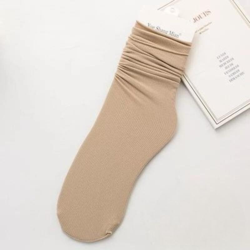 Female Spring and Summer Thin Pure Color Cool Breathable Comfortable Tube Stack Socks