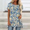 Túnicas Casuales Informales para Mujer con Estampado, Cuello Redondo, Dobladillo Irregular y Manga Corta