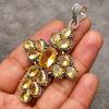 Citrine Gemstone Cross Shape Pendant Gemstone : 925 Sterling Silver Handmade Jewelry Pendant