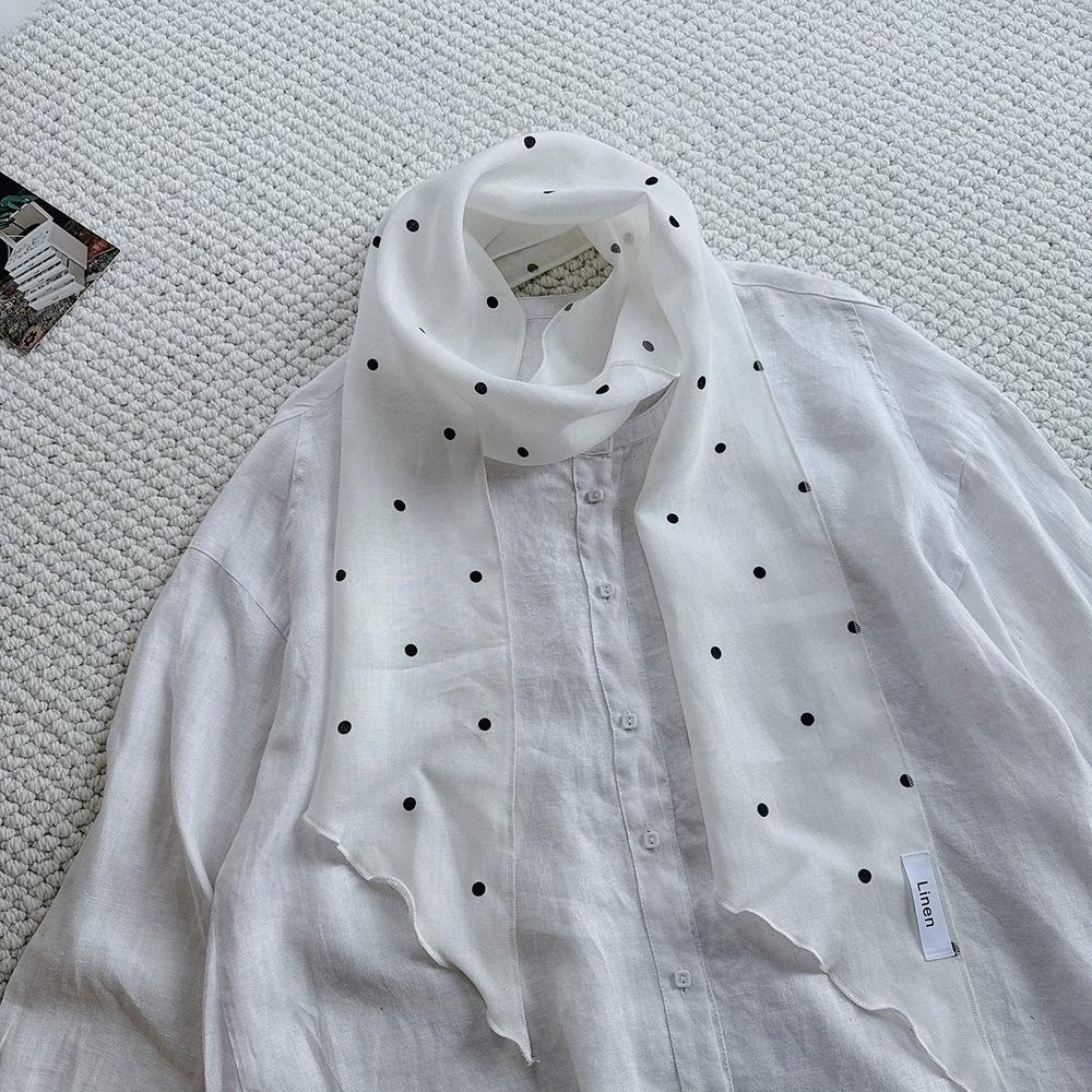 100% Linen Breathable Long Spring and Autumn Scarf For Women Original Style Artistic Neck Protection Soft Scarves 14x170cm