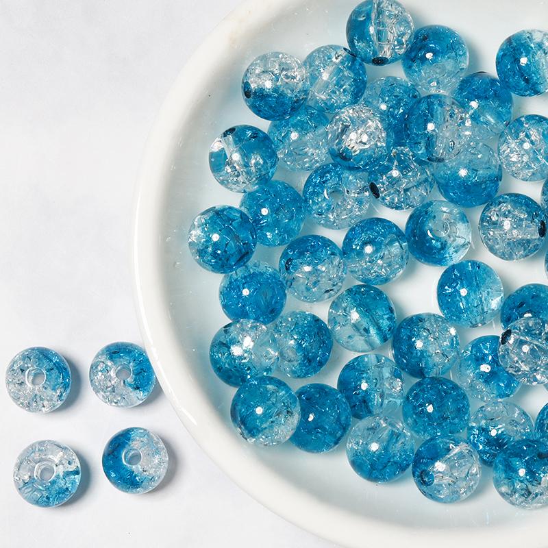 50pcs 8/10/12mm Cracked Crystal Acrylic Beads Colorful Round Loose Spacer Bead For Jewelry Making DIY Bracelet Necklace Findings