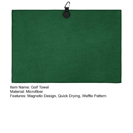 Magnetic Microfiber Golf Towel with Carabiner Quick Drying Absorbent Sports Towel Waffle Pattern Golf Club Ball Cleaning Cloth Golf Accessories Golfer
