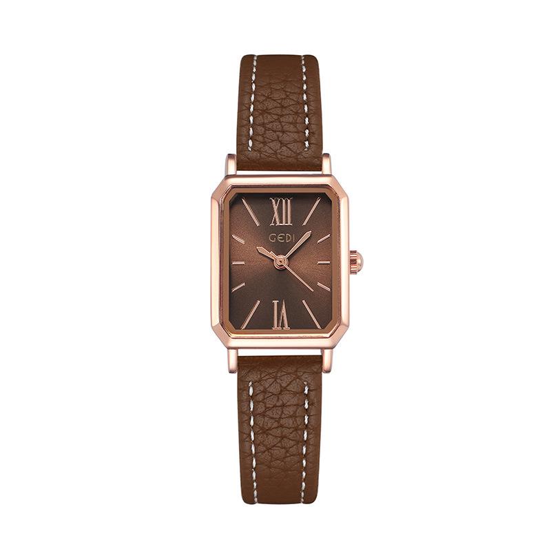 Gedi Minimalist Rectangular Women’s Watch – Retro Korean Style Quartz for Students