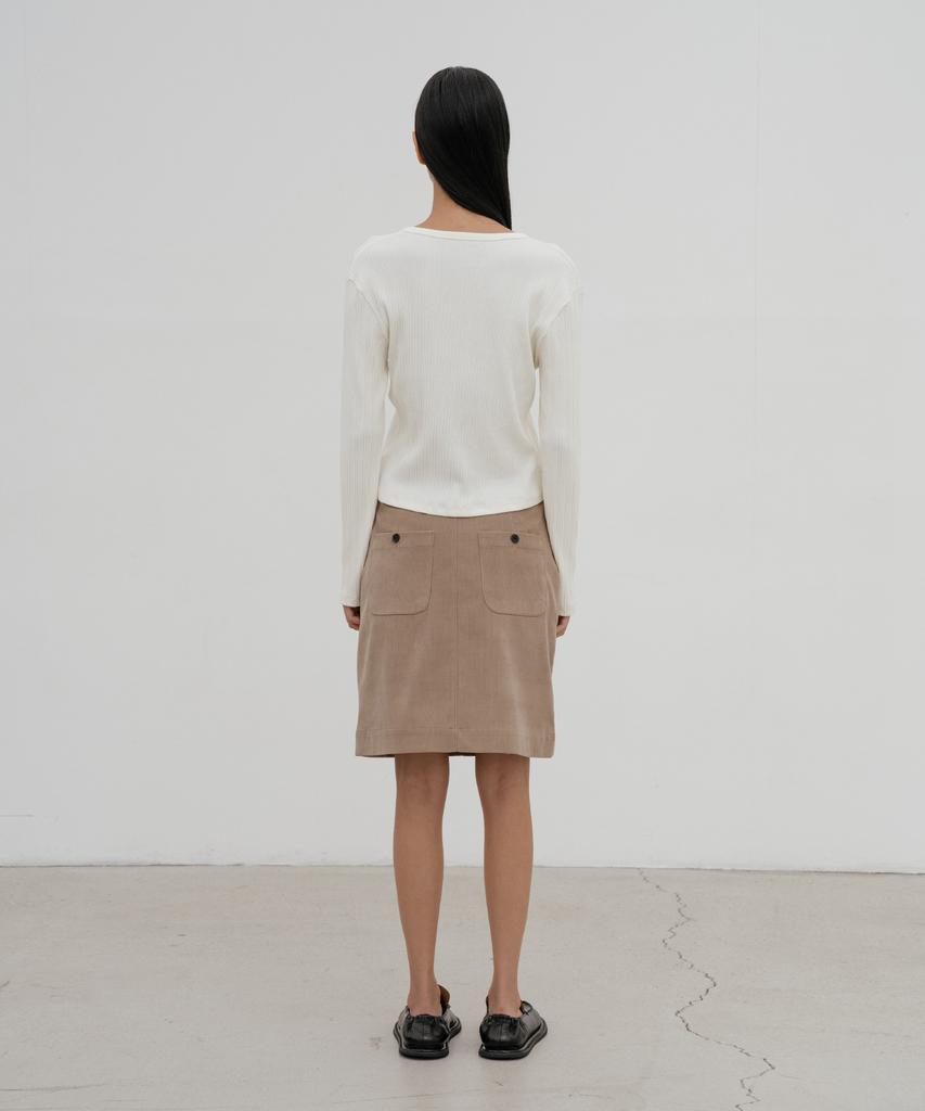D Noah Braid Corduroy Skirt (Beige)
