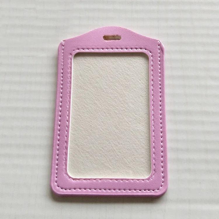 PU Leather Card Sleeve Women ID Badge Case Clear Bank Credit Card Badge Holder Bags School Student Bus Card Cover