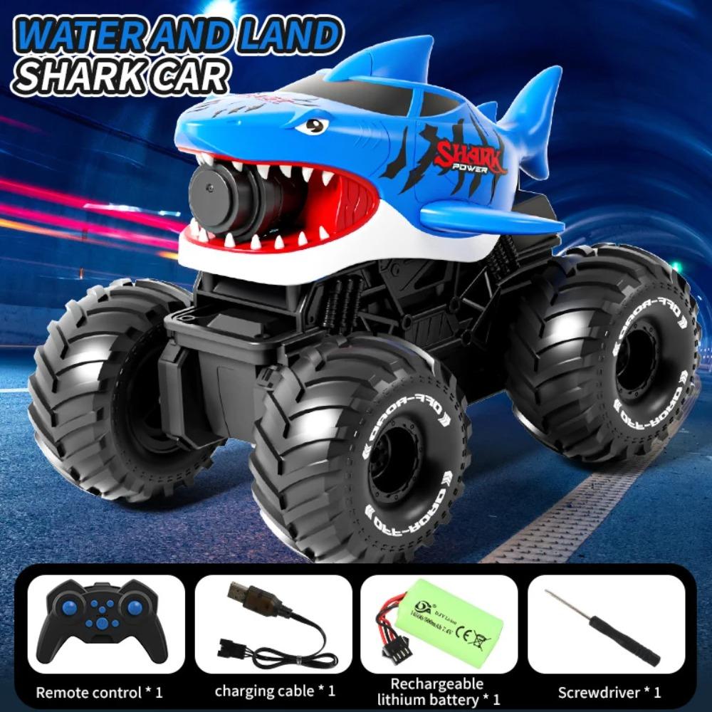 Rc Shark Car Amphibious 2 In1 Electric Water Gun Truck 10M Long Range 2.4G Remote Control Offroad Buggy Vehicles Racing Cars Toy