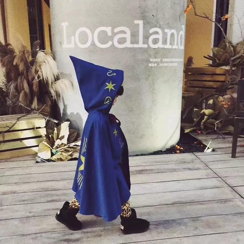 Children Halloween Wizard Blue Cape Costume Cosplay Party Prop Role Play Clothes