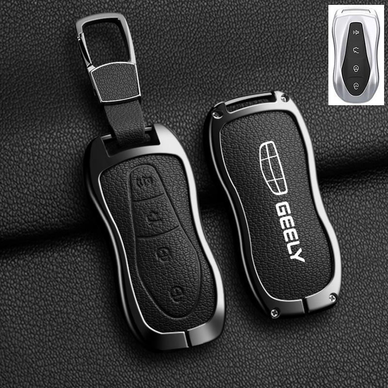 

Alloy Sheepskin Car Key Cover For Geely Tugella Azkarra Xingyue Boyue Pro Atlas Pro Gili Tugella Keychain Auto Accessories