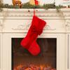 1pcs Flocked Velvet Bow Christmas Stocking Ornament Fireplace Hanging Gift Bag Festive Decor Crafts Similar Home Decoration