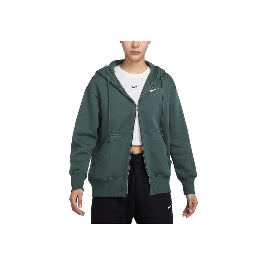 Nike Sportswear Phoenix Fleece Oversized Fashion Comfortable Zippered Hooded Jacket Women Jackets Green DQ5759-338
