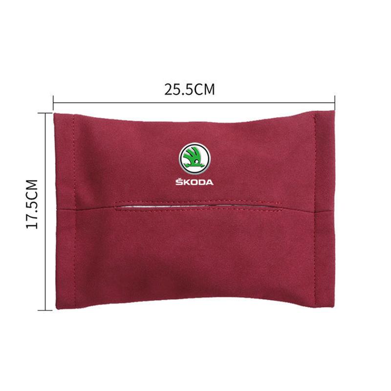 AAABO1 Car Suede Tissue Boxes for Skoda Octavia 2 A7 Tour RS Fabia 2 1 Rapid Kodiaq Superb Kamiq Vehicle Internal Styling Decoration