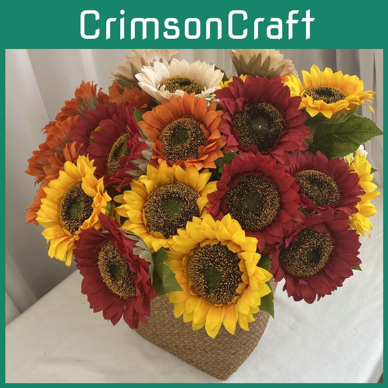 Single Sunflower Stem Fake Flower For Wedding Photography And Home Decor Gift