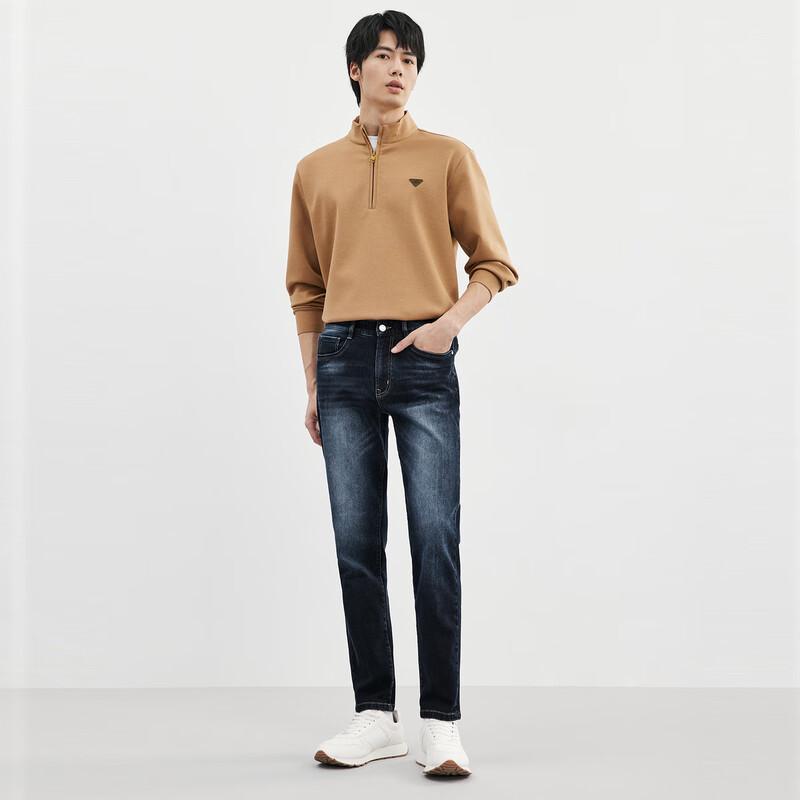 SEPTWOLVES Men's Warm Fleece Washed Denim Jeans