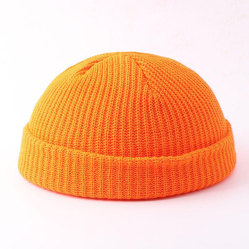 Melon Hat Men's and Women's Trend Autumn and Winter Wool Hat Student Fashion Flanged Yuppie Cold Hat Women's Brimless Knitting