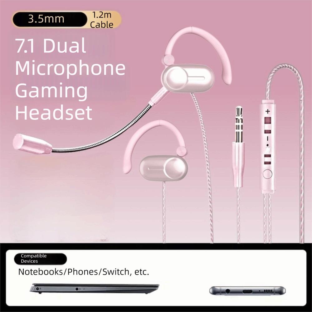 Open Ear Wired Headphones Dual Microphone Noise Reduction Wired Headset Detachable Microphone Ear-hook Wired Earphones Handsfree