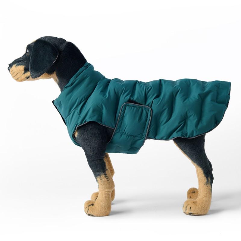 Warm Winter Dog Coat With Reflective Strip Leash Loop Large Breeds Cotton Pet Jacket