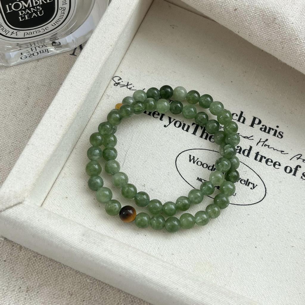Natural Stone Jasper Double-Layer Beaded Bracelet - Retro Chinese Style Jewelry for Women