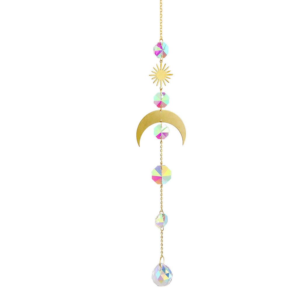 AB Color Crystal Moon & Star Wind Chime Sun Catcher Set