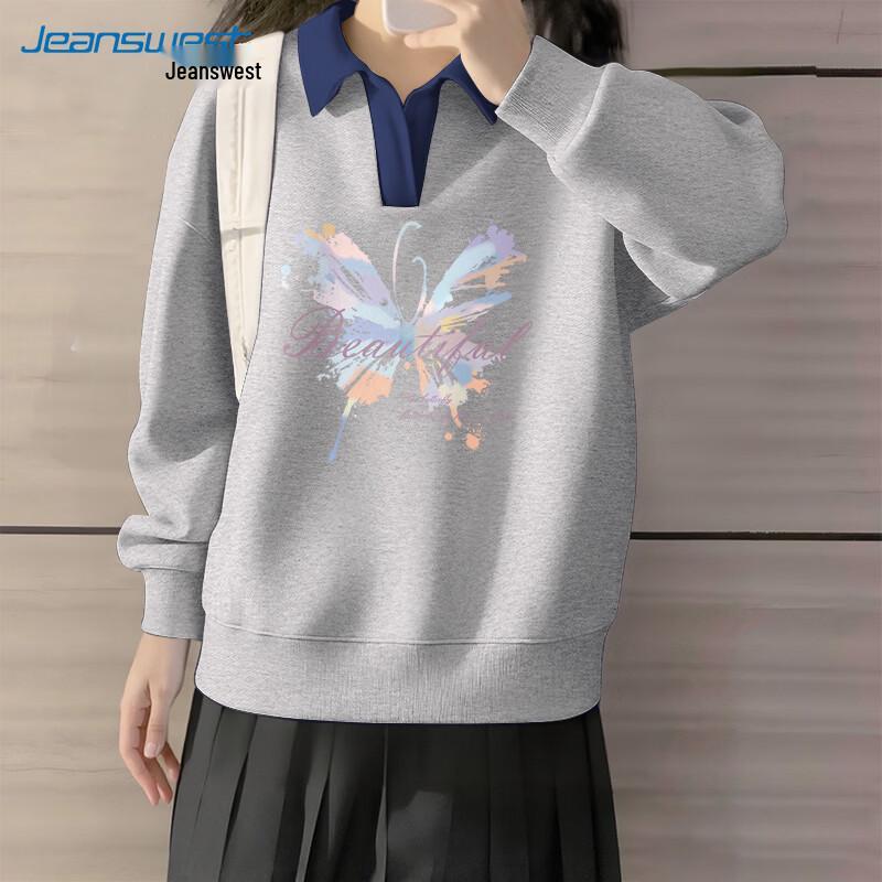 

Jeanswest Women s Polo Collar Color-Block Sweatshirt M