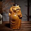 Chinese-style Landlord Decorations Living Room God of Wealth Sculpture Imitation Wood Carving Coffee Dining Table Decorations Tabletop Decorations