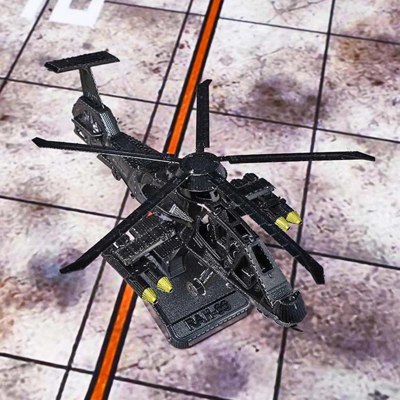 3D Metal Puzzle Comanche Rah-66 Attack Helicopter Diy Handmade Assembly Model Puzzles Building Blocks Toys For Kids