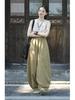 Women's Retro Ramie Sand-Washed Distressed Loose Lantern Pants for Meditation and Tai Chi