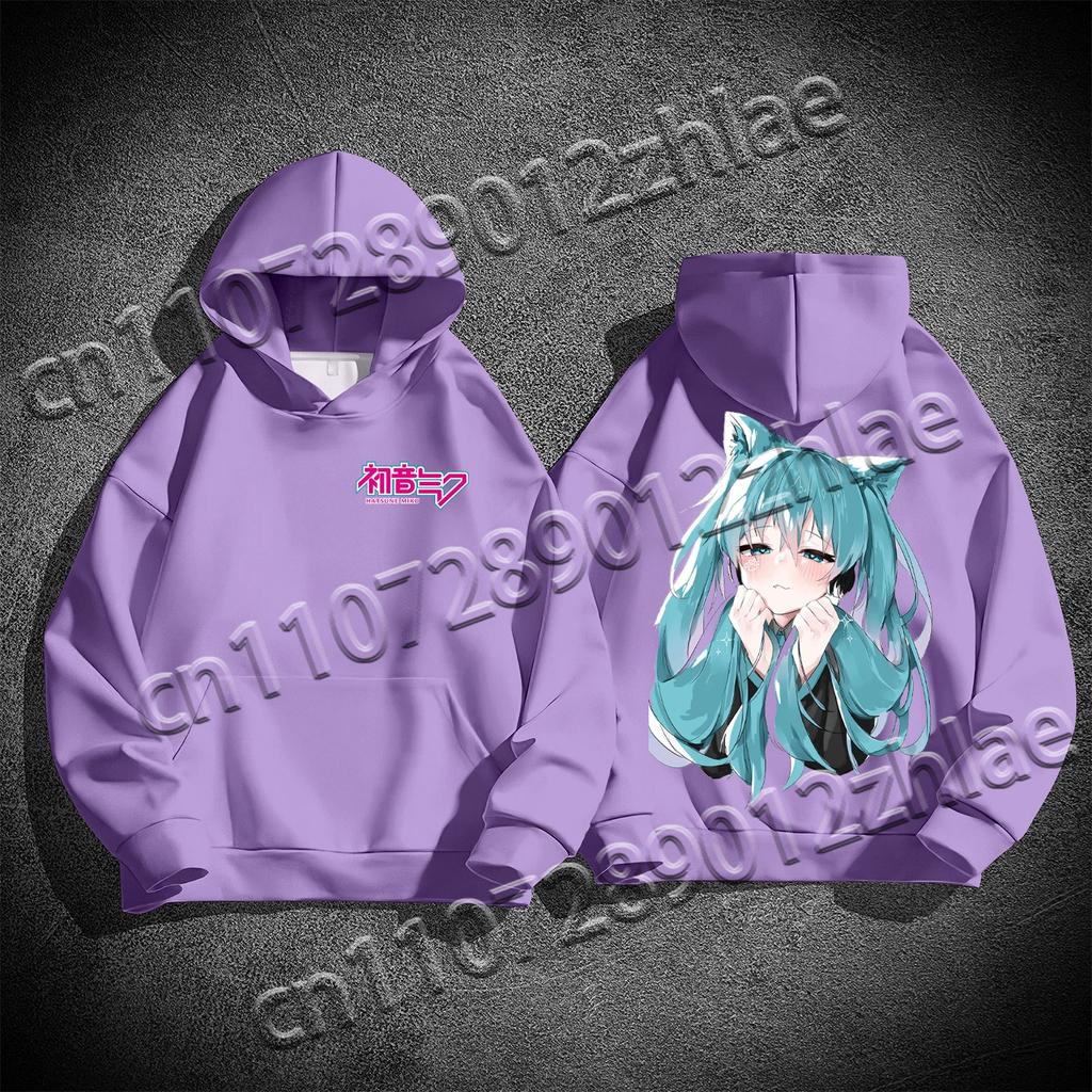 New Hatsune Miku Best Selling High Quality Flannelette Adult  Sweater Loose Comfortable Quick Drying Adult Hooded Sweater
