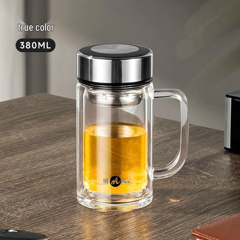 Mingxia Double-Layer Glass Tea Mug with Handle and Filter