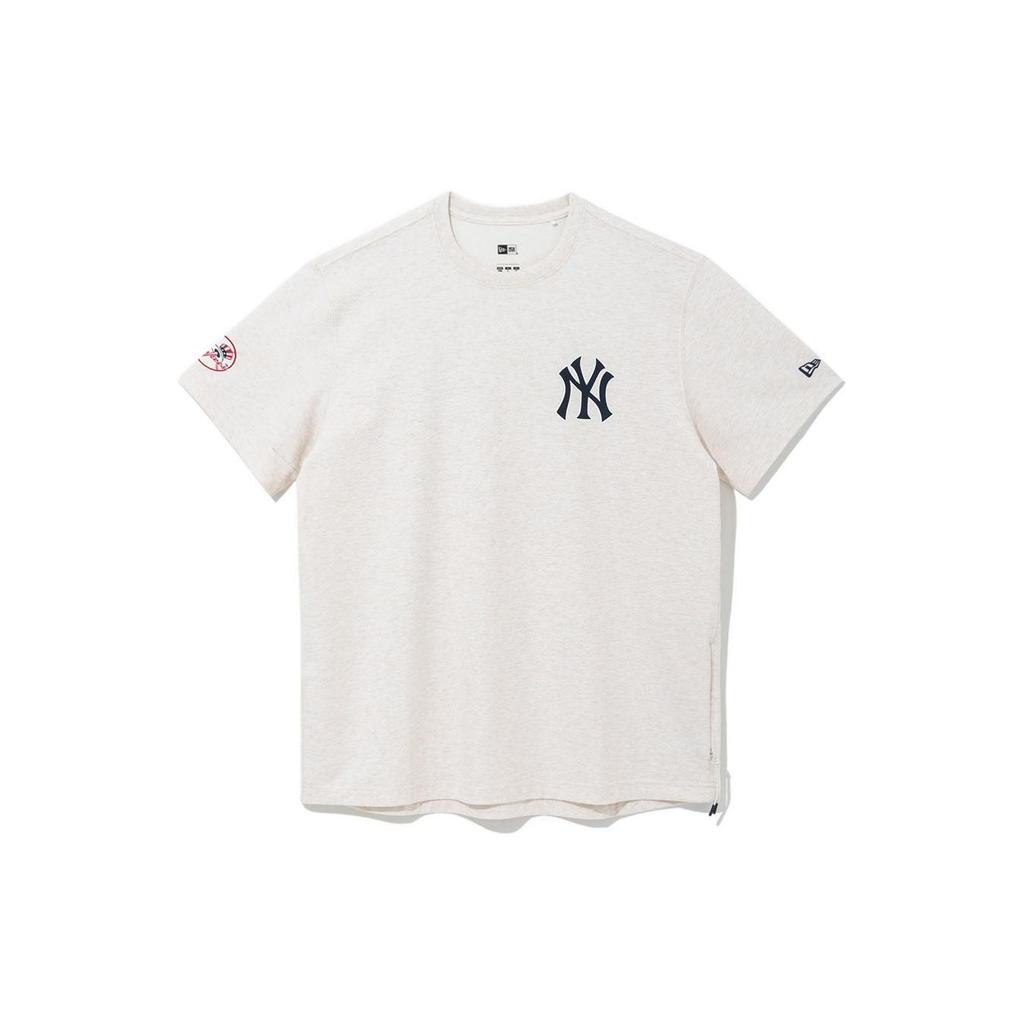 New Era SS22 MLB Series New York Yankees Logo Print Crew Neck Summer American Short Sleeve T-Shirt Men Tops Oatmeal 13086591