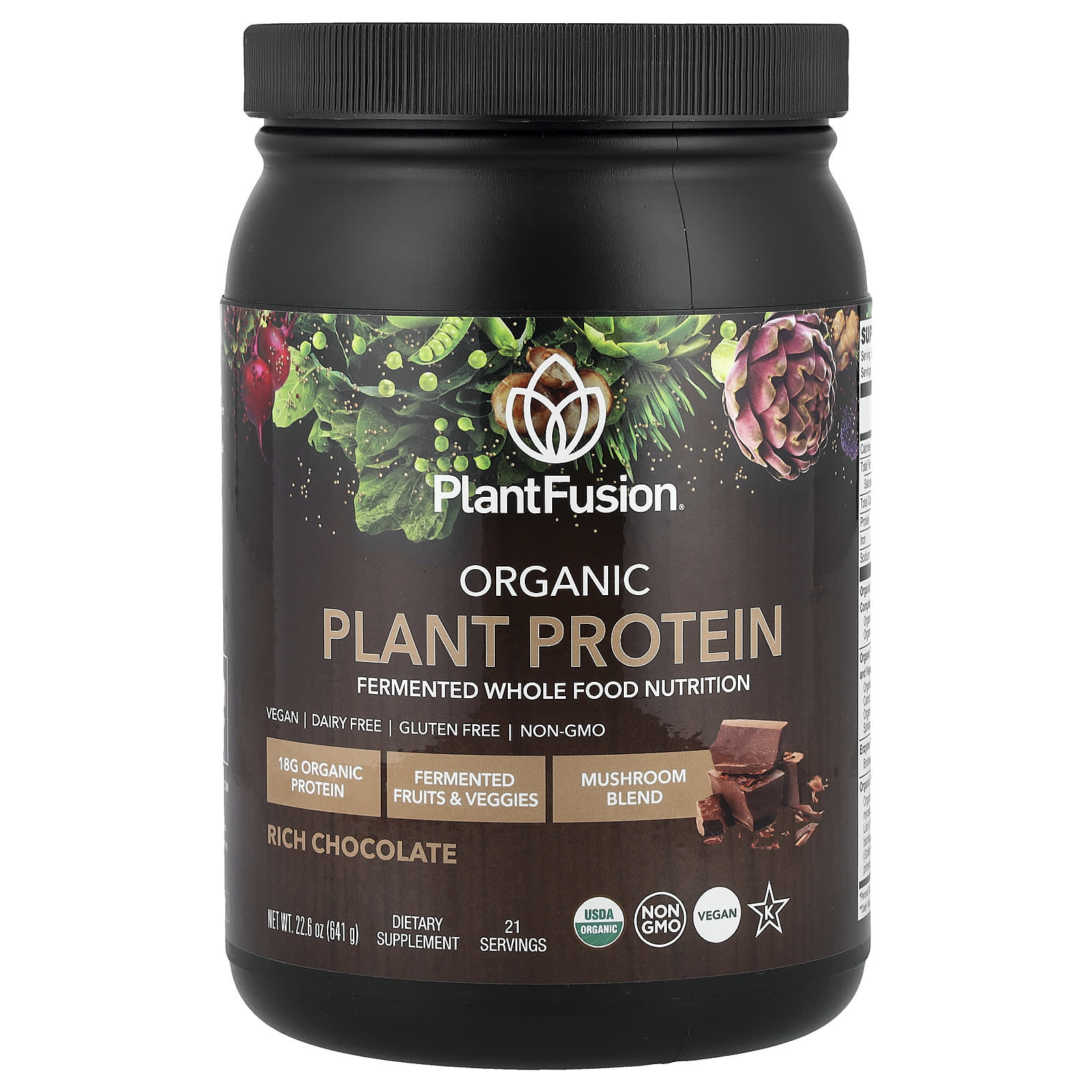 

Organic Plant Protein, Rich Chocolate, 641G(22.6Oz)